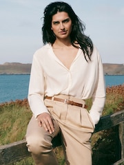 Laura Ashley White Viscose Collar Revere Blouse - Image 1 of 2