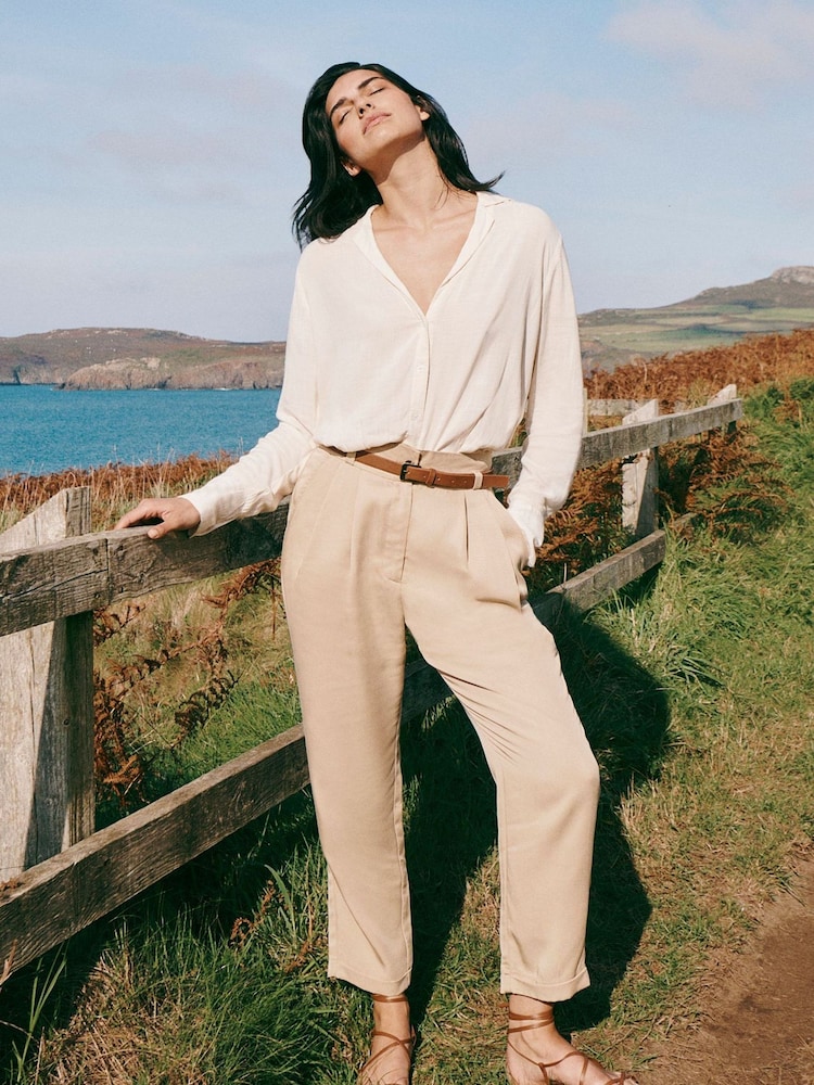 Laura Ashley Stone Laura Ashley Tapered Trouser and Belt Set - Image 6 of 9