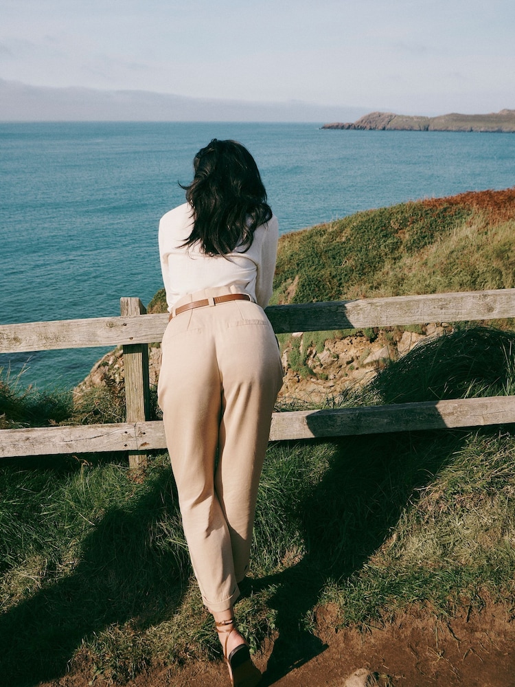 Laura Ashley Stone Laura Ashley Tapered Trouser and Belt Set - Image 7 of 9