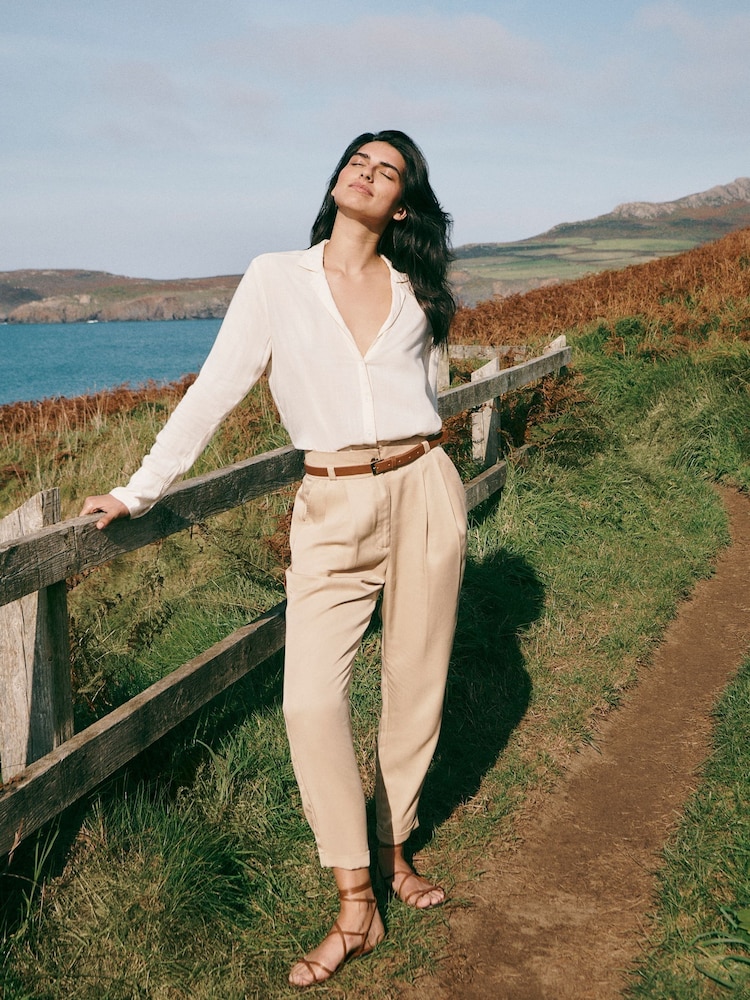 Laura Ashley Stone Laura Ashley Tapered Trouser and Belt Set - Image 8 of 9