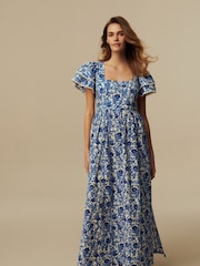 Laura Ashley Blue and White Backless Maxi Dress - Image 2 of 6