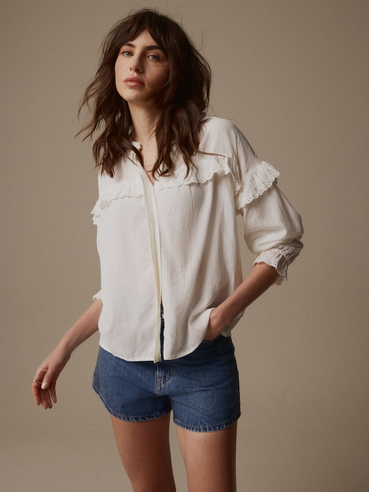 Ecru - Laura Ashley Bluse mit Lochstickereien - Bild 1 von 8