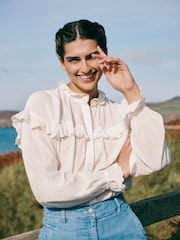 Ecru - Laura Ashley Bluse mit Lochstickereien - Bild 5 von 8