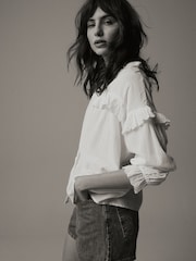 Ecru - Laura Ashley Bluse mit Lochstickereien - Bild 8 von 8