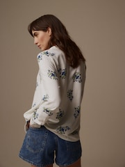 Laura Ashley White/Blue Viscose Collar Revere Blouse - Image 2 of 7