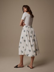 Laura Ashley White/Blue Viscose Linaria Print Skirt - Image 2 of 5