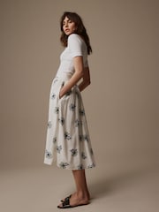 Laura Ashley White/Blue Viscose Linaria Print Skirt - Image 3 of 5