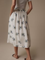 Laura Ashley White/Blue Viscose Linaria Print Skirt - Image 4 of 5