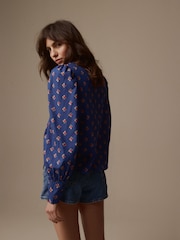 Laura Ashley Blue Puff Sleeve Shirt - Image 2 of 6