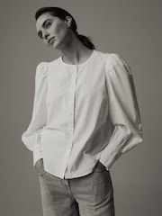 Laura Ashley White 100% Cotton Puff Sleeve Shirt - Image 1 of 9