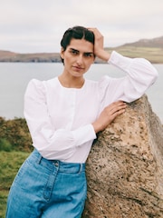 Laura Ashley White 100% Cotton Puff Sleeve Shirt - Image 10 of 13