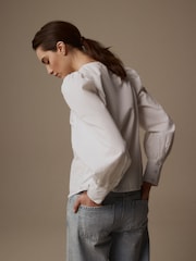 Laura Ashley White 100% Cotton Puff Sleeve Shirt - Image 2 of 9
