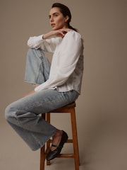 Laura Ashley White 100% Cotton Puff Sleeve Shirt - Image 4 of 9