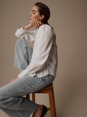 Laura Ashley White 100% Cotton Puff Sleeve Shirt - Image 5 of 9