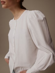 Laura Ashley White 100% Cotton Puff Sleeve Shirt - Image 7 of 9