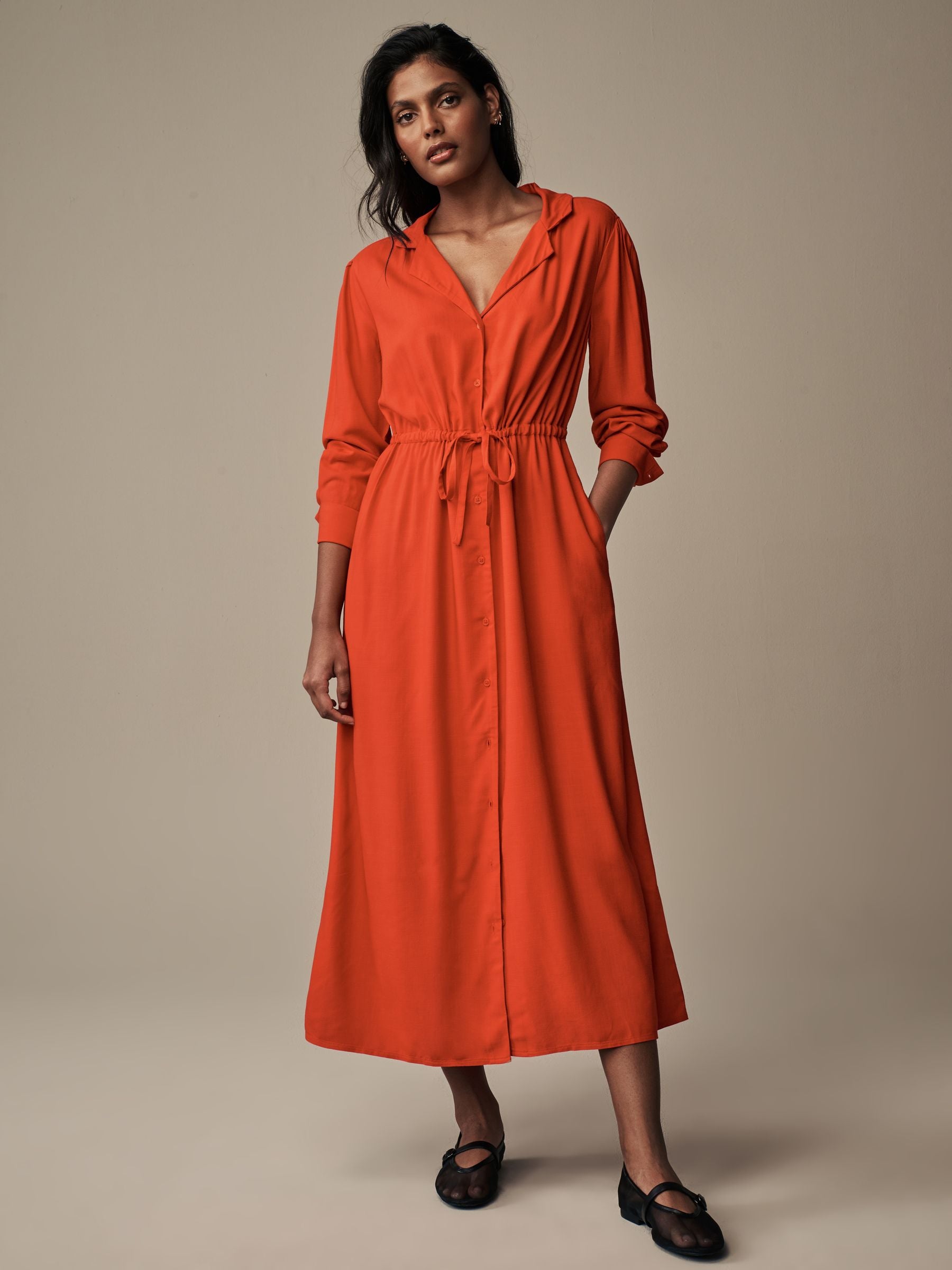 Robe rouge chemise on sale
