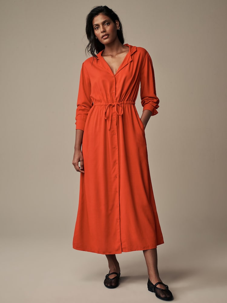 Laura Ashley Red Midaxi Shirt Dress - Image 1 of 6