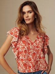 Laura Ashley Red/White Ruffle Frill Top - Image 1 of 3