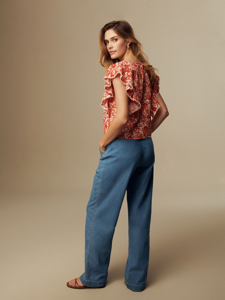 Laura Ashley Red/White Ruffle Frill Top - Image 2 of 3