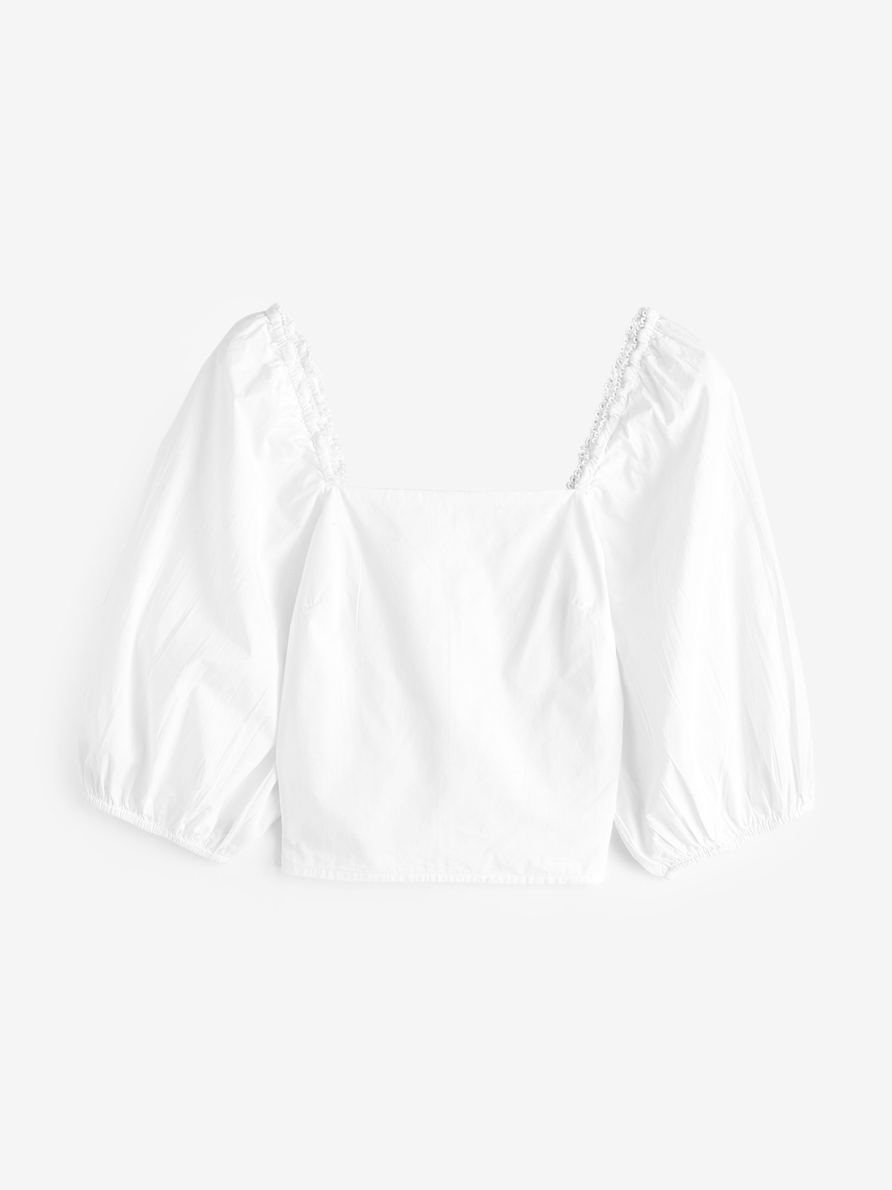 Laura Ashley White Puff Sleeve Shirred Bardot Top