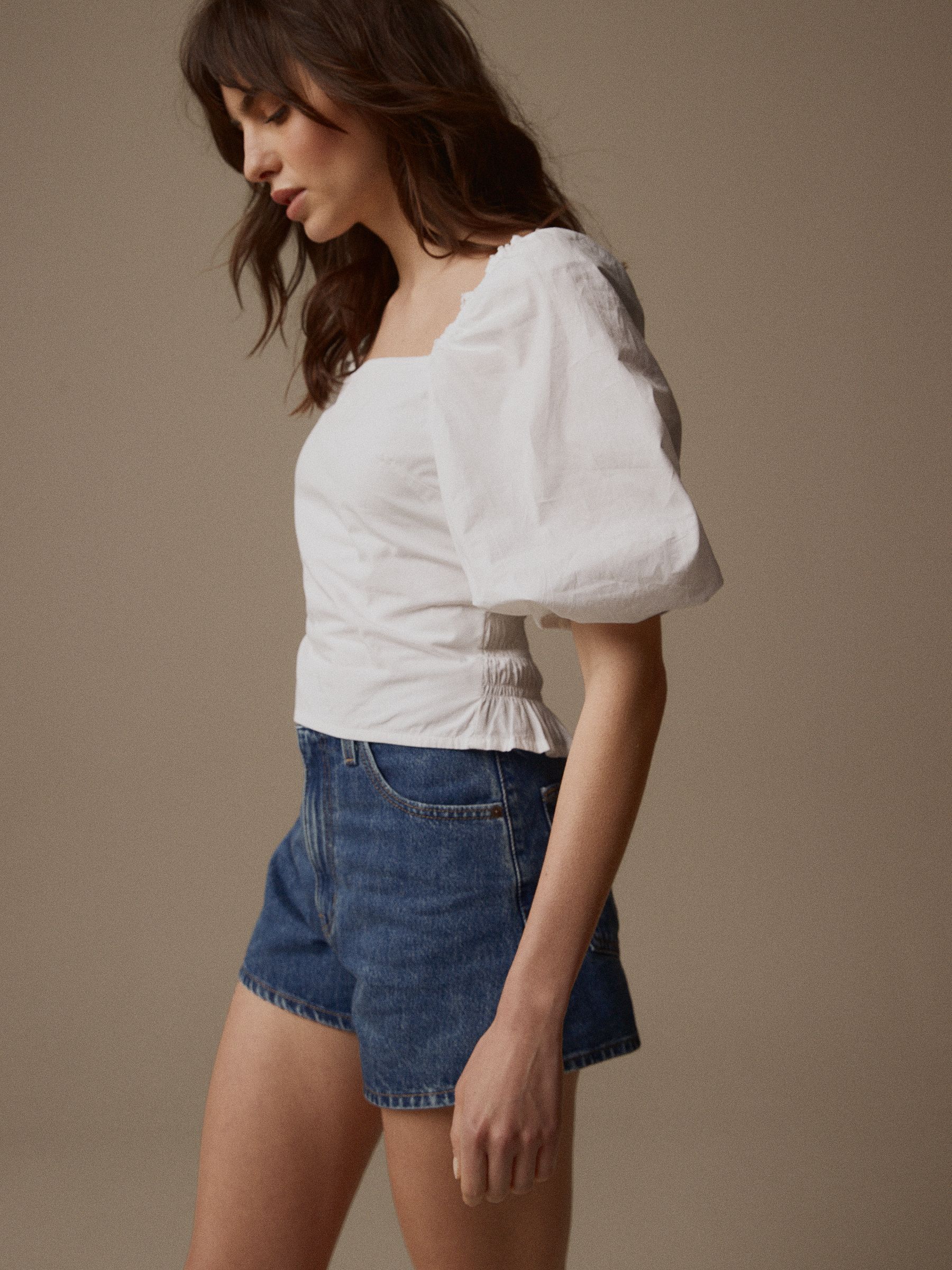 White puff sleeve bardot top online