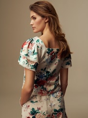Laura Ashley Cream Linen Blend Shell Top - Image 2 of 6