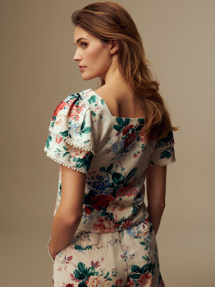 Laura Ashley Cream Linen Blend Shell Top - Image 2 of 6