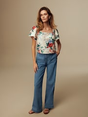 Laura Ashley Cream Linen Blend Shell Top - Image 3 of 6