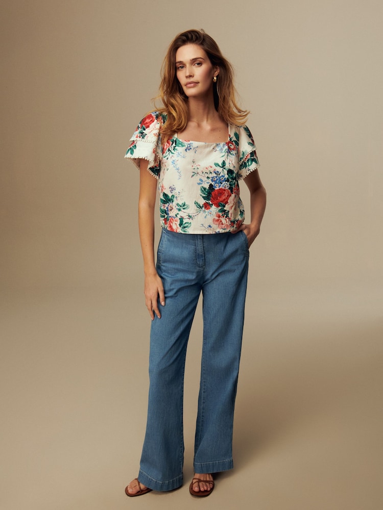 Laura Ashley Cream Linen Blend Shell Top - Image 3 of 6