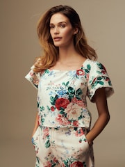 Laura Ashley Cream Linen Blend Shell Top - Image 4 of 6