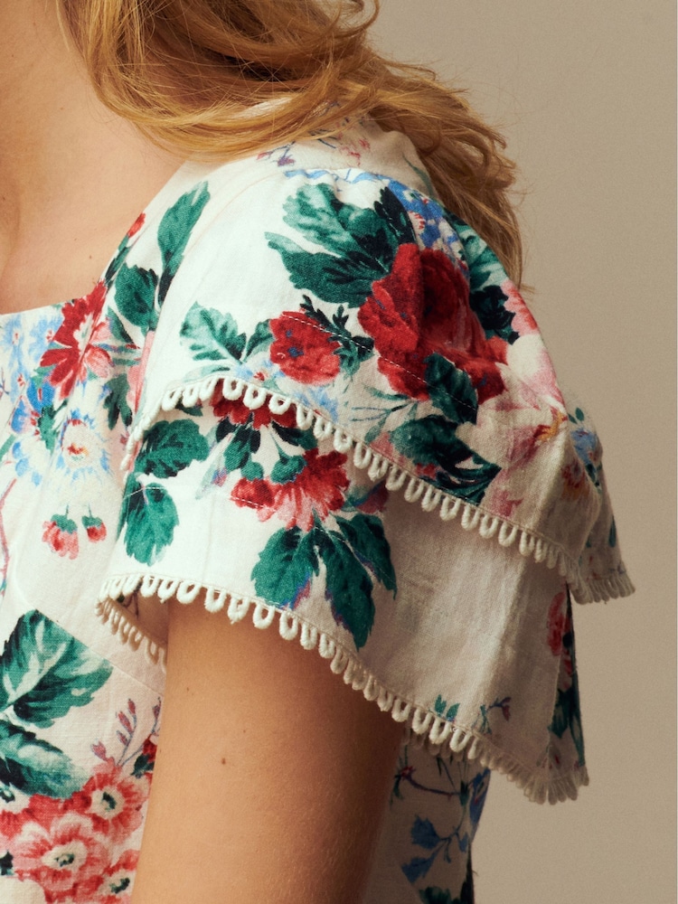 Laura Ashley Cream Linen Blend Shell Top - Image 5 of 6