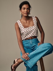 Laura Ashley Ecru/Pink Broderie Shell Top - Image 1 of 6