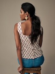 Laura Ashley Ecru/Pink Broderie Shell Top - Image 2 of 6