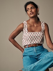 Laura Ashley Ecru/Pink Broderie Shell Top - Image 3 of 6