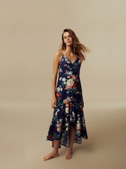 Laura Ashley Navy Floral Asymmetric High Low Dress - Image 1 of 5