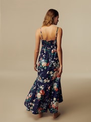 Laura Ashley Navy Floral Asymmetric High Low Dress - Image 2 of 5
