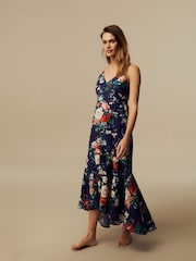 Laura Ashley Navy Floral Asymmetric High Low Dress - Image 3 of 5
