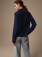 Laura Ashley Navy Viscose Collar Revere Blouse - Image 2 of 4