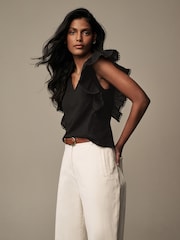 Laura Ashley Black Ruffle Frill Top - Image 1 of 5