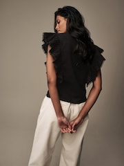 Laura Ashley Black Ruffle Frill Top - Image 3 of 5