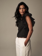 Laura Ashley Black Ruffle Frill Top - Image 4 of 5