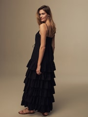 Laura Ashley Black Tiered Maxi Dress - Image 2 of 5