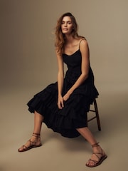 Laura Ashley Black Tiered Maxi Dress - Image 3 of 5