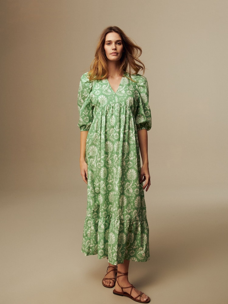 Laura Ashley White Linen Blend Lace Trim Midaxi Dress - Image 10 of 10