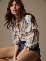 Ecru/Rosa - Laura Ashley Bluse mit Lochstickereien - Bild 1 von 6