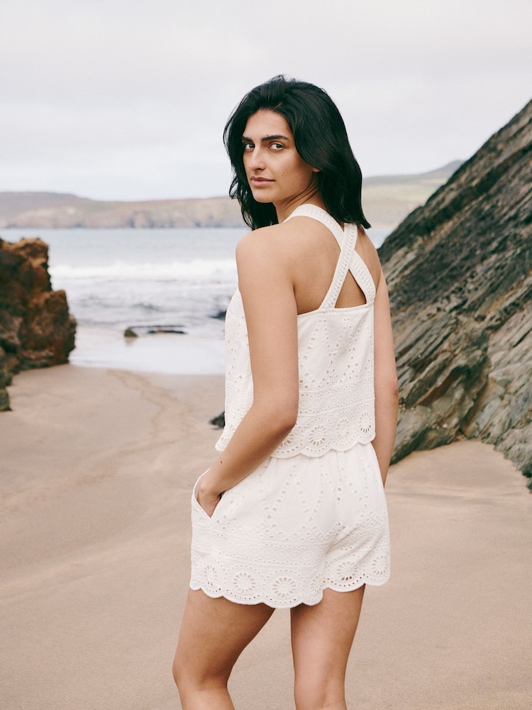 Laura Ashley White Broderie Shell Top - Image 4 of 4