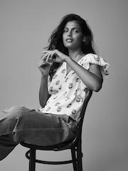 Laura Ashley Ecru/Pink Ruffle Frill Top - Image 5 of 6