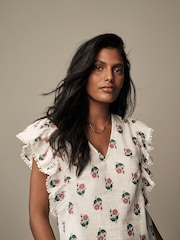 Laura Ashley Ecru/Pink Ruffle Frill Top - Image 6 of 6