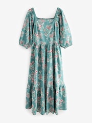 Laura Ashley Green Tuttington Floral Square Neck Border Dress - Image 4 of 4