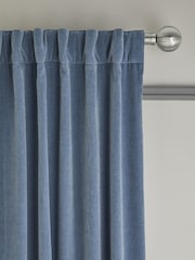 Light Blue Sumptuous Velvet Hidden Tab Top Lined Curtains - Image 1 of 6